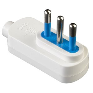 Spina maschio angolo 10A 2P+T bianca