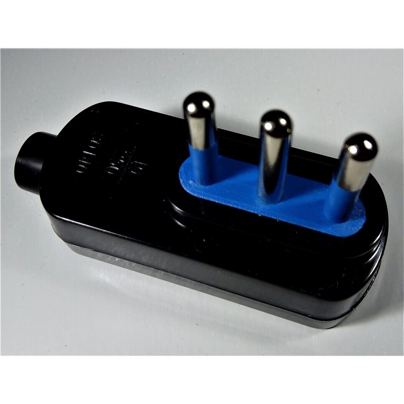 Spina maschio angolo 10A 2P+T nera