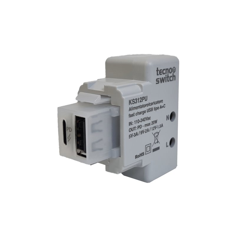 Mini Caricatore USB A+C 20W 5V Keystone