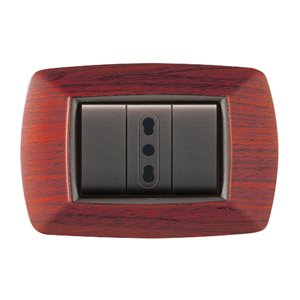 Placca MyLife 3 moduli legno scuro