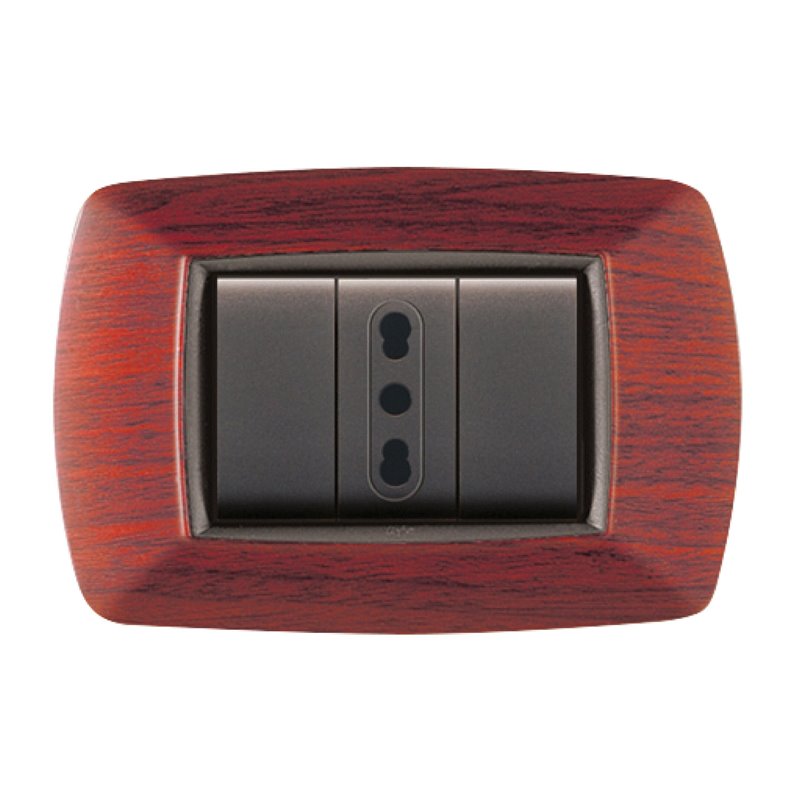 Placca MyLife 3 moduli legno scuro