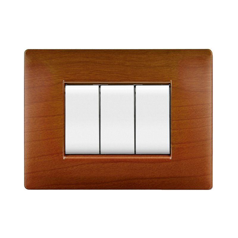 Placca MyLife Q 3 moduli legno chiaro