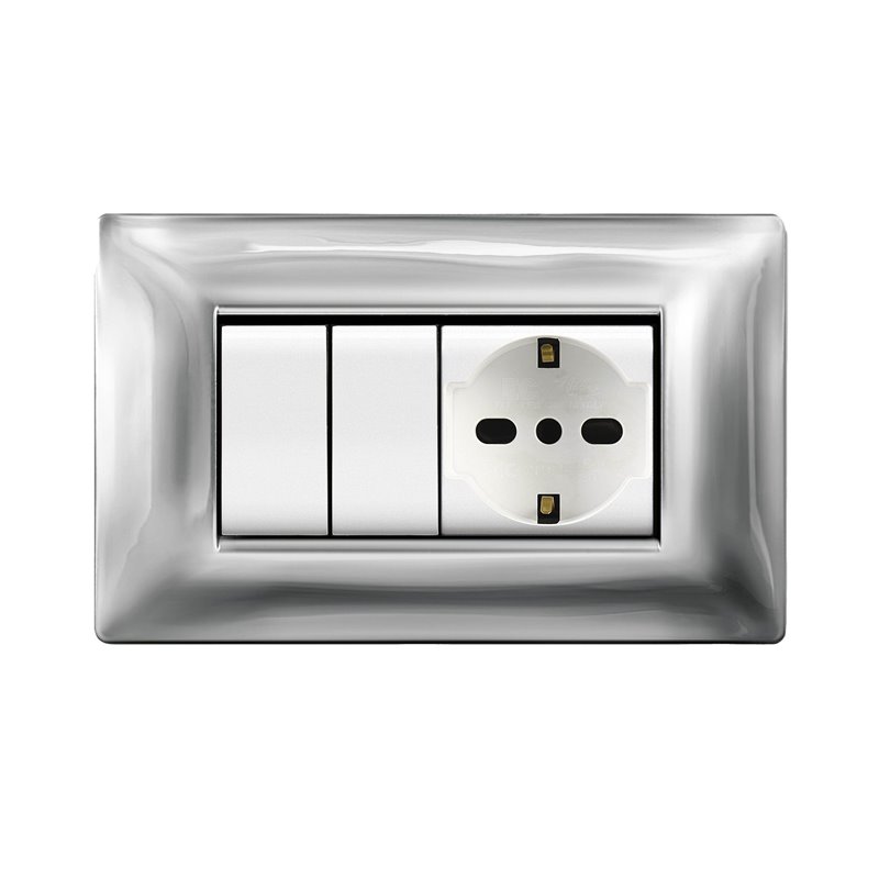 Placca MyLife Q 4 moduli cromo