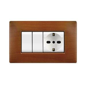 Placca MyLife Q 4 moduli legno chiaro
