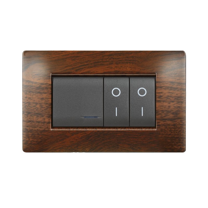 Placca MyLife Q 4 moduli legno scuro