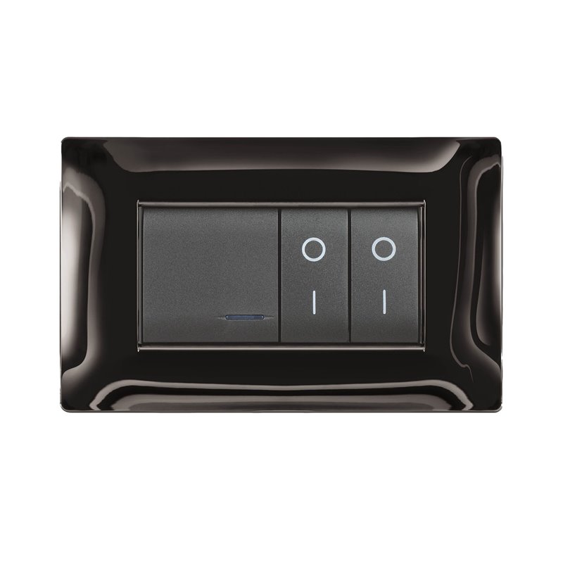 Placca MyLife Q 4 moduli metal black