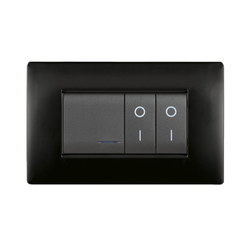 Placca MyLife Q 4 moduli nero opaco