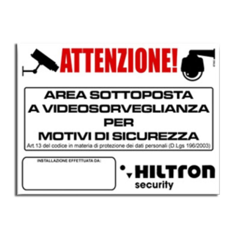 Targa PVC adesiva area videosorvegliata