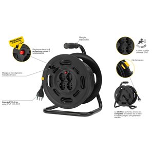 Avvolgicavo 16A 4 uscite universali 45m