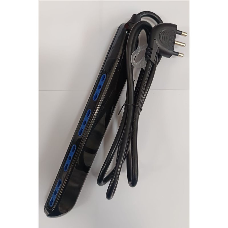 Multipresa piatta nera spina 16A 4biv.