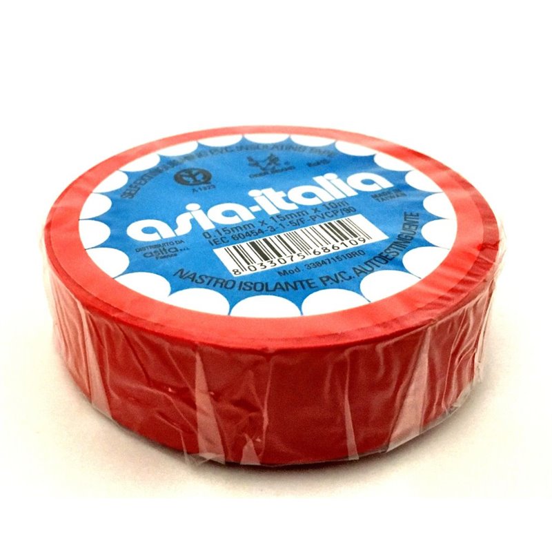 NASTRO ADESIVO 15mm x 10Mt SP.0.13 ROSSO