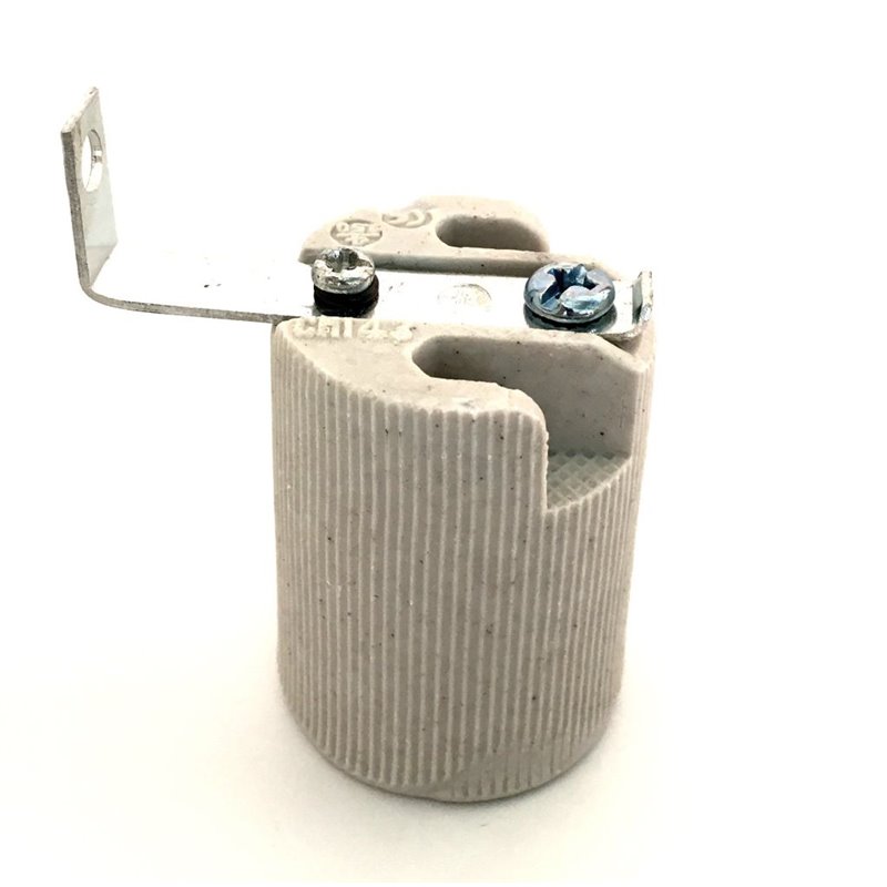 Portalampada porcellana E14 staffa 90